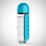 Water Bottle (with pill box) blue