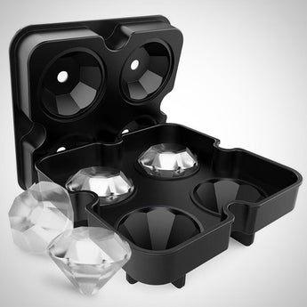 Diamond-Shaped Ice Cube Silicone Tray - Black