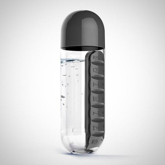 Water Bottle (with pill box) black