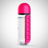 Water Bottle (with pill box) pink