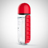 Water Bottle (with pill box) red