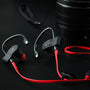 Bluetooth 4.1 Wireless Workout Headphones - Red - On Table