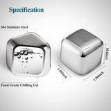 Stainless Steel Chilling Cube Stones (with gel center) - Specifications