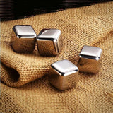 Stainless Steel Chilling Cube Stones (with gel center) - 4 pcs - on cloth
