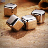Stainless Steel Chilling Cube Stones (with gel center) - 4 pcs - on table